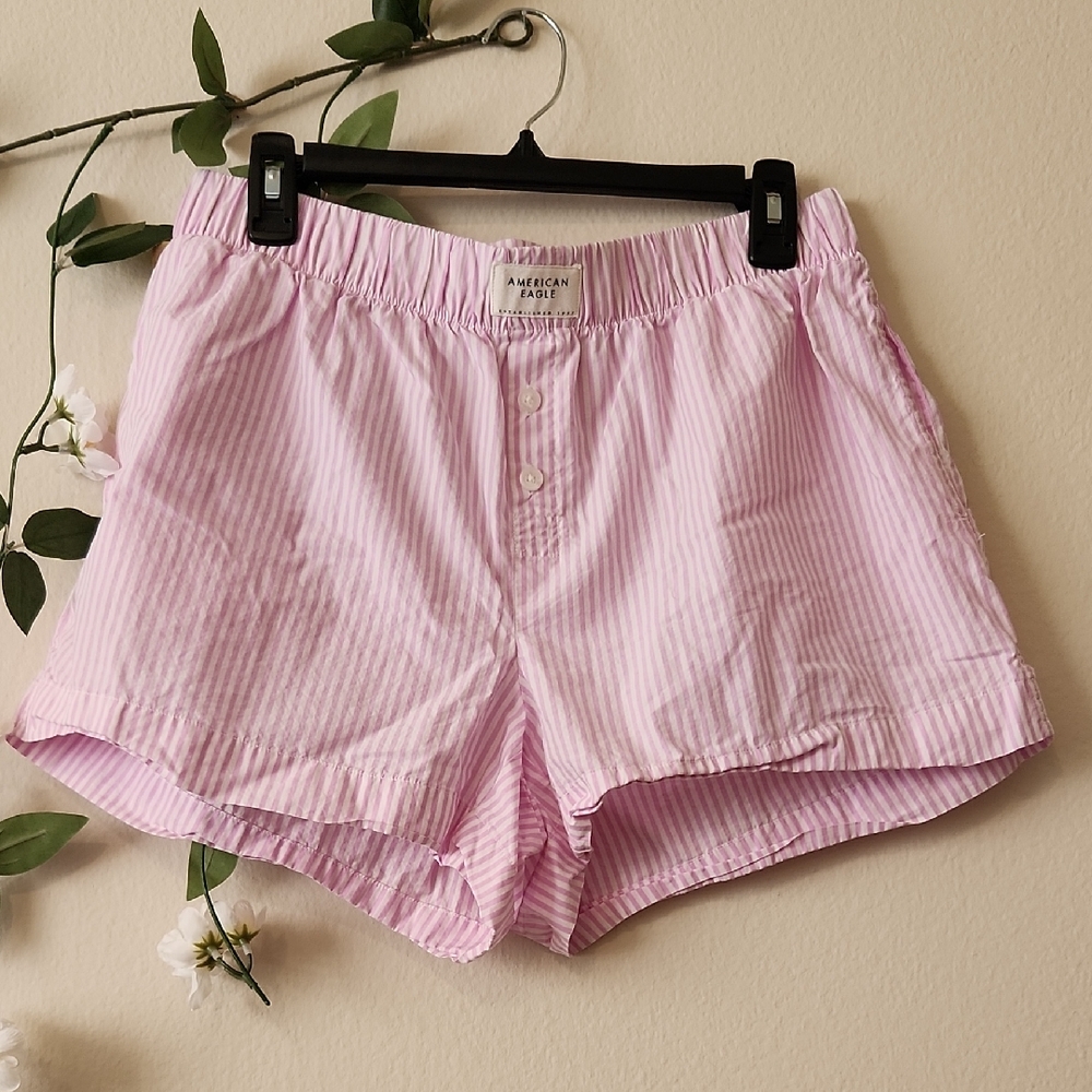Like New - American Eagle Outfitters Light Pink Striped Lounge Shorts - M